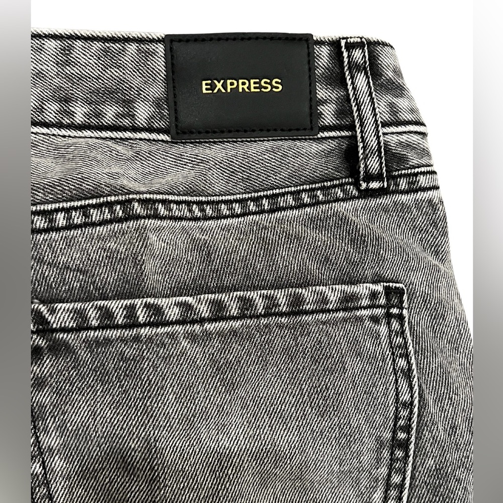 Express 90s Ankle Boot Mid Rise Jeans Women Size 6L in Faded Black Frayed Hem - Picture 7 of 8